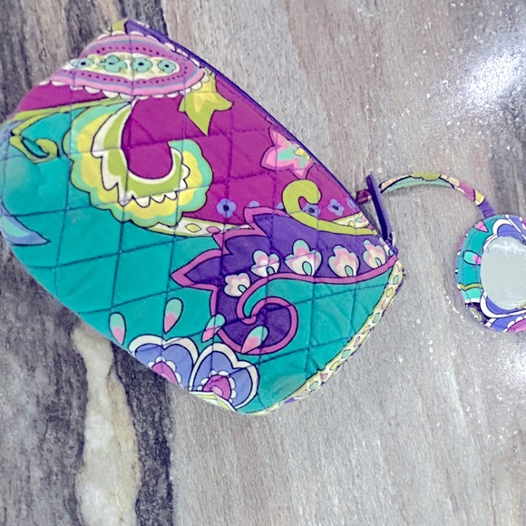 VERA BRADLEY Zip Cosmetic HEATHER Make Up Bag Travel Case with attached mirror. - Picture 5 of 7